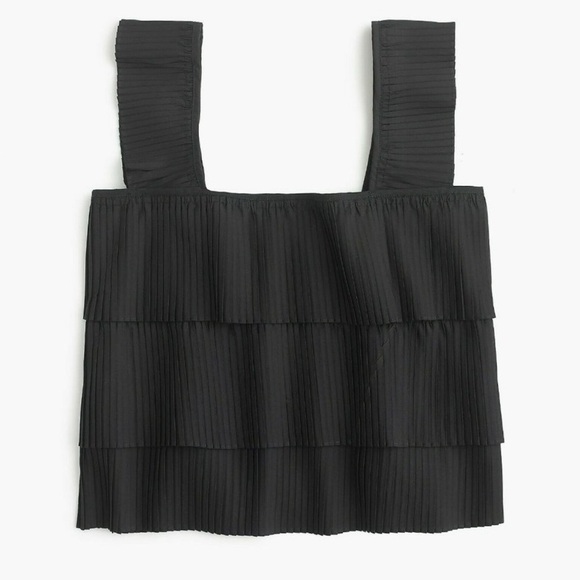 J. Crew Tops - J Crew Black Pleated Tiered Tank Top Blouse XXS